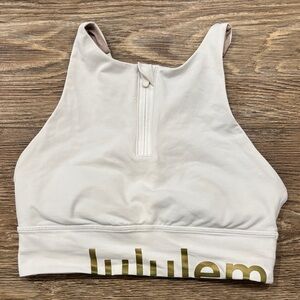 Lululemon Size 6 Energy High Neck Long Line Zip Special Edition Sports Bra White